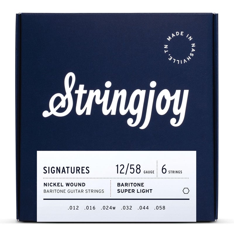 Stringjoy BAL12B Baritone Nickel Electric Guitar Strings, 12-58 Balanced Super Light Gauge, Baritone Guitars Strings Electric 6 String Set - Image 1